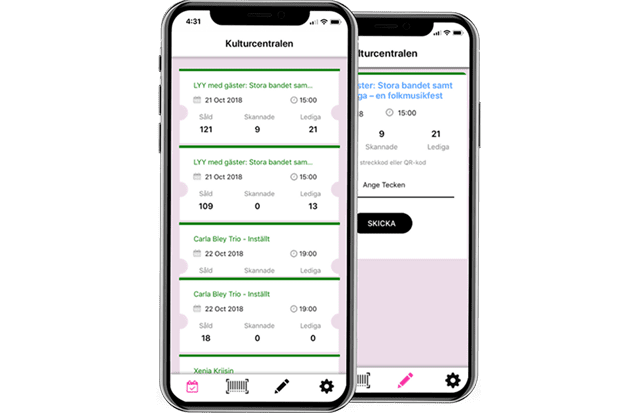 Mobilapp för skanning av evenemangsbiljett